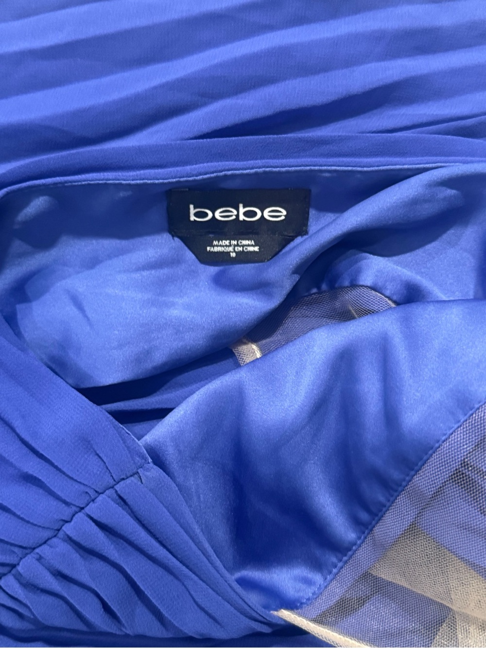 bebe Cobalt Blue Deep V-Pleated Maxi Dress with High Slits - Picture 5 of 9